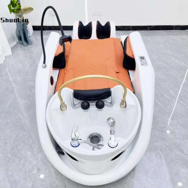Luxury Salon Furniture Shampoo Chair Intelligent Full Body 4D Massage Electric Head Spa Shampoo Bed