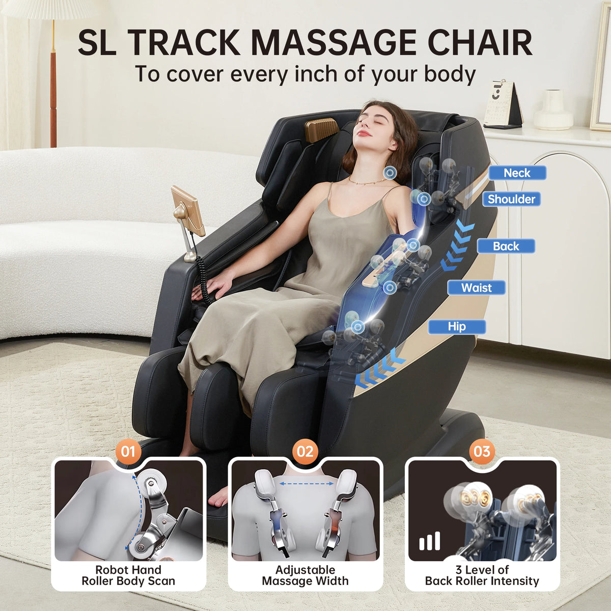 F12 Moderner Kunstleder-Relax-Sessel mit elektrischer Liegefunktion, Heizung, Massagefunktion und Musikwiedergabe, Ganzkörper für Wohnzimmer Sofa, Schwerelosigkeit