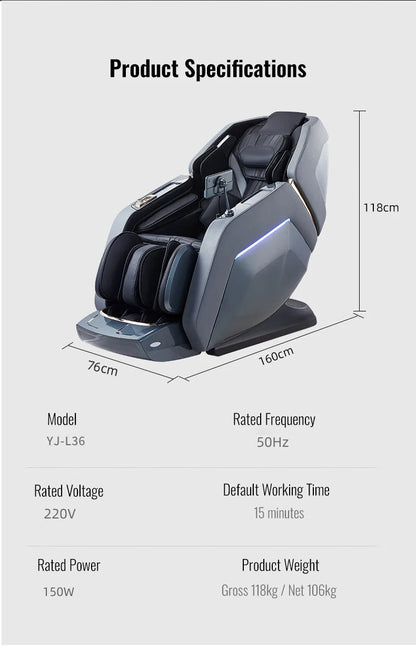 Bester Luxus 2024 High-End Elektrischer 4D 3D Zero Gravity Ganzkörper-Stretching-Massagesessel Ganzkörpermassagegerät