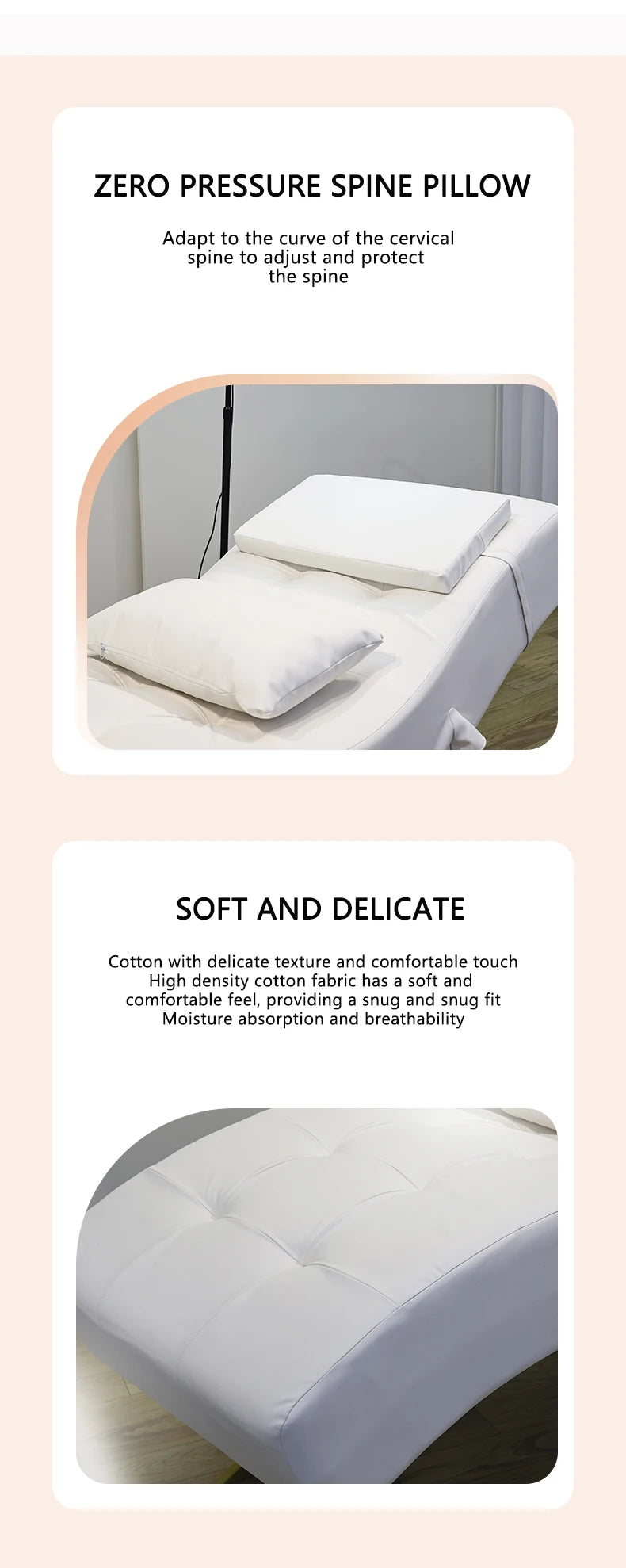 Luxury modern design white curved velvet facial bed spa massage lash bed for beauty salon