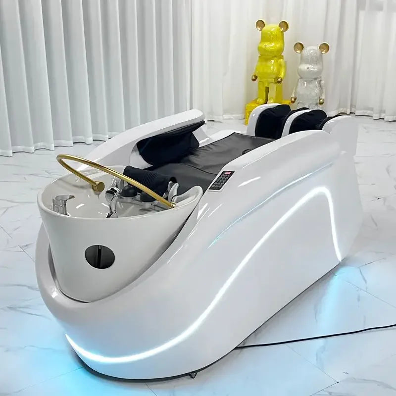 Intelligente Wasserzirkulationsliege, professionelles Waschbecken für Haare, Therapie, Kopf-Spa, Friseursalon, Liegestuhl, Schönheitsstuhl, Cadeira