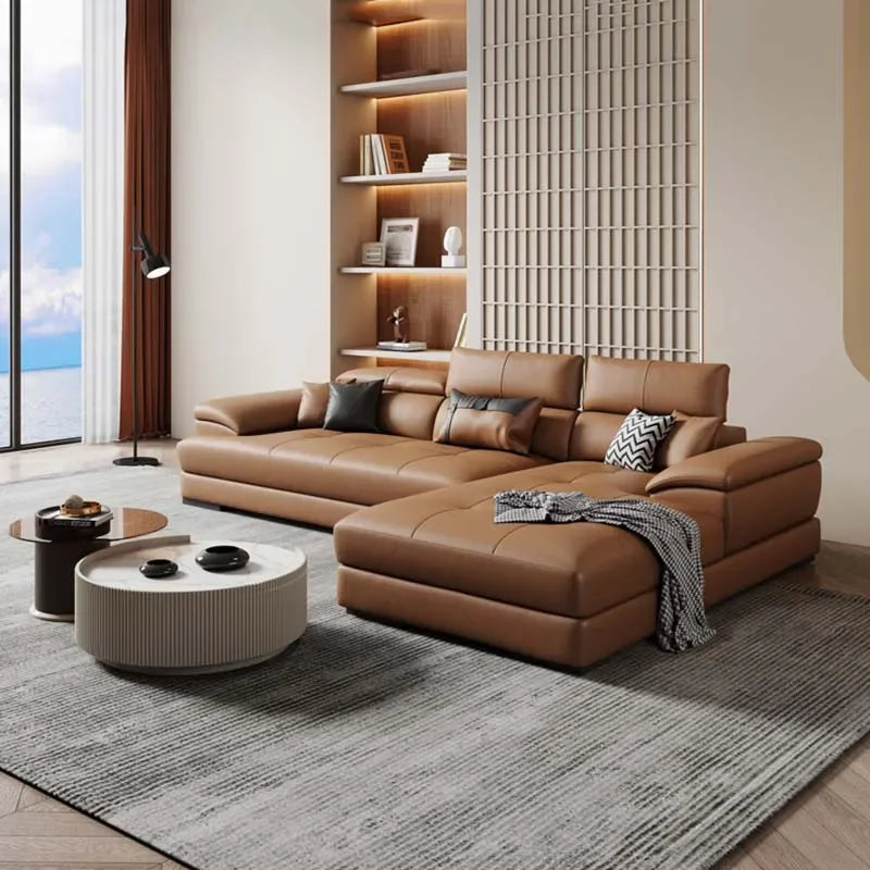 Europäisches Wohnzimmer-Sofa Echtleder-Ecksofa Modulares Luxus-Sofa Sala De Estar De Luxo Moderne Möbel
