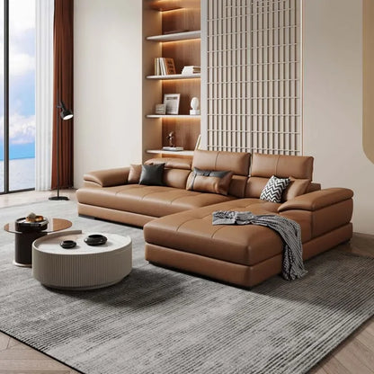 Europäisches Wohnzimmer-Sofa Echtleder-Ecksofa Modulares Luxus-Sofa Sala De Estar De Luxo Moderne Möbel