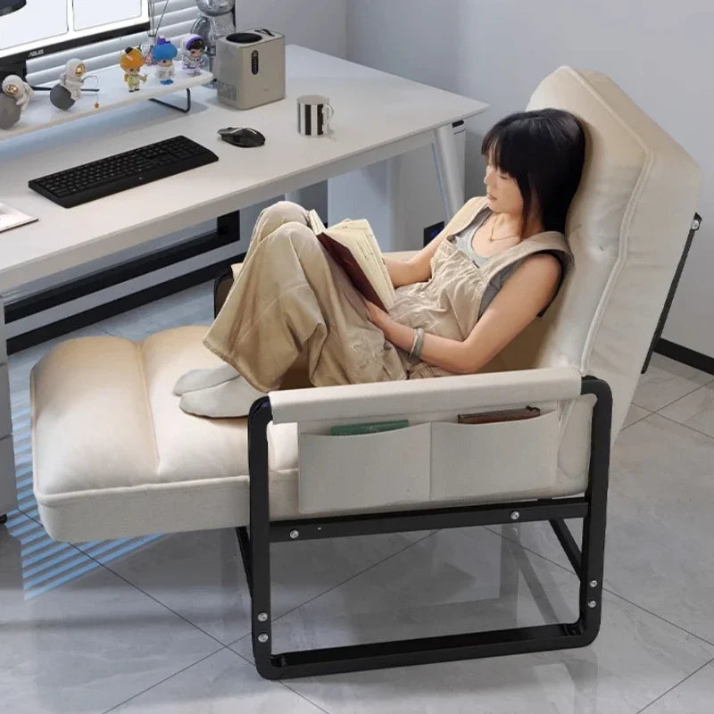 Liegestuhl Bürostuhl Mittagspause Klappstuhl Computerstuhl, kann sitzen und liegen, Zwei-Zweck-Faulenzer-Sofa-Stuhl mit Rückenlehne