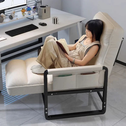 Liegestuhl Bürostuhl Mittagspause Klappstuhl Computerstuhl, kann sitzen und liegen, Zwei-Zweck-Faulenzer-Sofa-Stuhl mit Rückenlehne