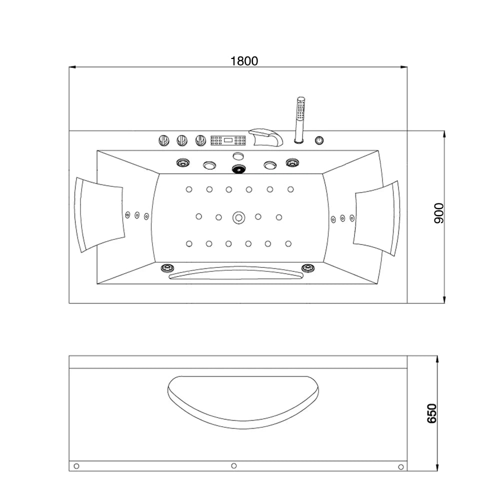 Modern White Acrylic Rectangle Shaped 2-Person Massage Whirlpool Spa Hot Tub Freestanding Drainer for Bathroom Shower Villas
