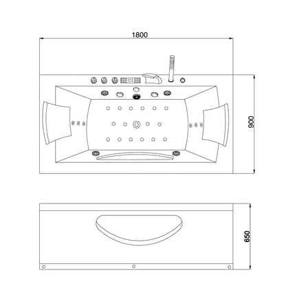 Modern White Acrylic Rectangle Shaped 2-Person Massage Whirlpool Spa Hot Tub Freestanding Drainer for Bathroom Shower Villas