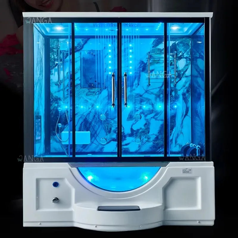 Customization Luxury Steam Shower Room with Jacuzzier Tub Hydro Therapy Massage Steam Bath Room Glass Shower Cabin Wet Sauna Roo
