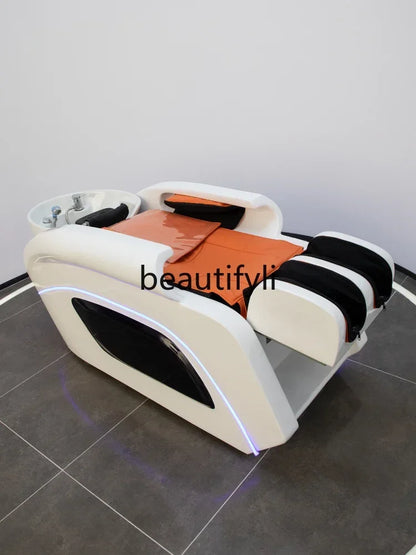ss D Automatic Intelligent Electric Massage Shampoo Bed Barber Shop Ceramic Basin Flush Bed Hair Salon
