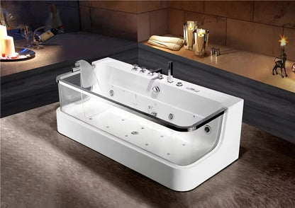 2025 China Luxury Bath Tub Transparent Glass Solid Surface Whirlpool Bathroom Acrylic Massage Bathtub With Cheap Price