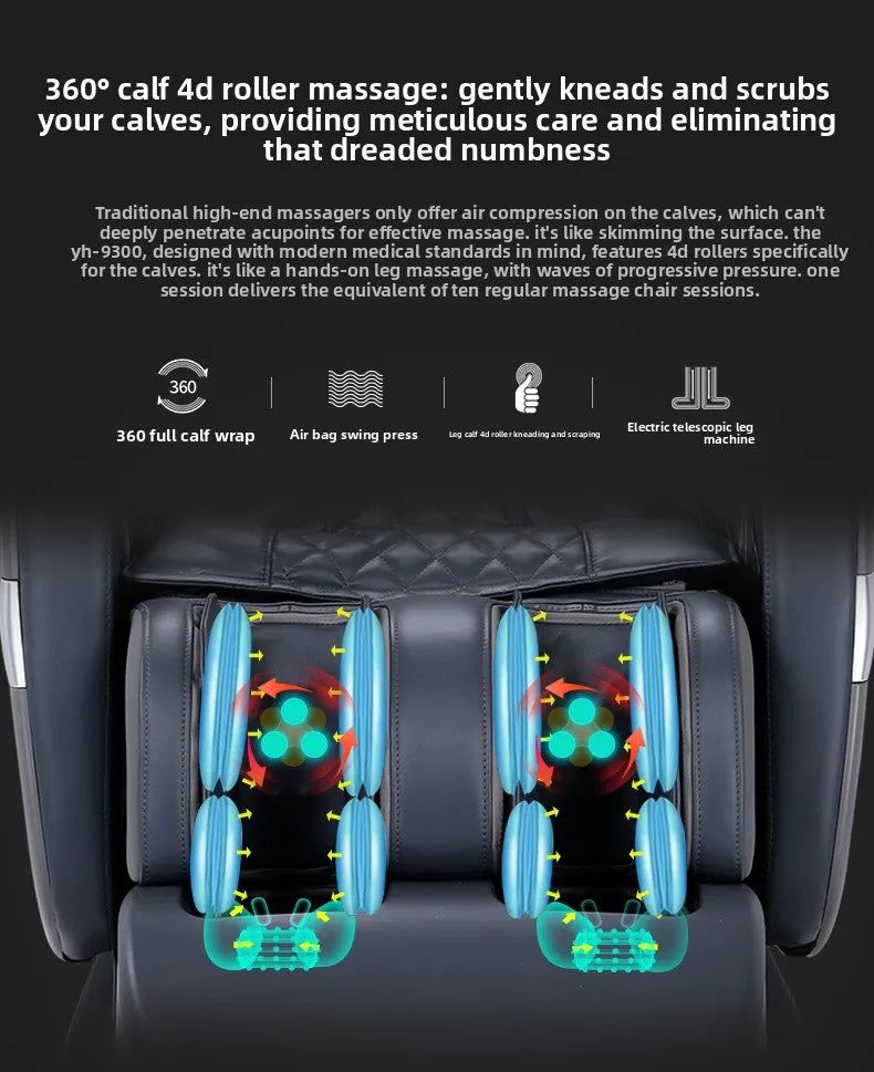 Modern Leather Fully Automatic Electric Zero Gravity Massage Chair With 3D Robotic Hand Massage For Neck Foot & Waist