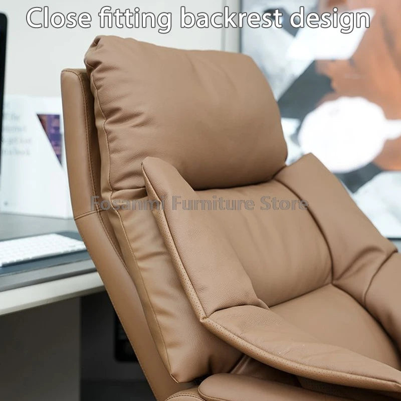 Elektrischer bequemer Bürostuhl für Chefs und Führungskräfte aus Leder, Liegestuhl, weiche Heimbürostühle, ergonomischer Gaming-Schreibtisch-Drehstuhl