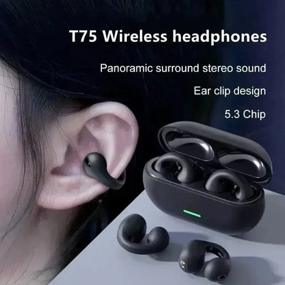 T75 Bone Conduction Bluetooth 5.3 Wireless Headphones – HiFi Sound, Waterproof TWS Sports Earphones