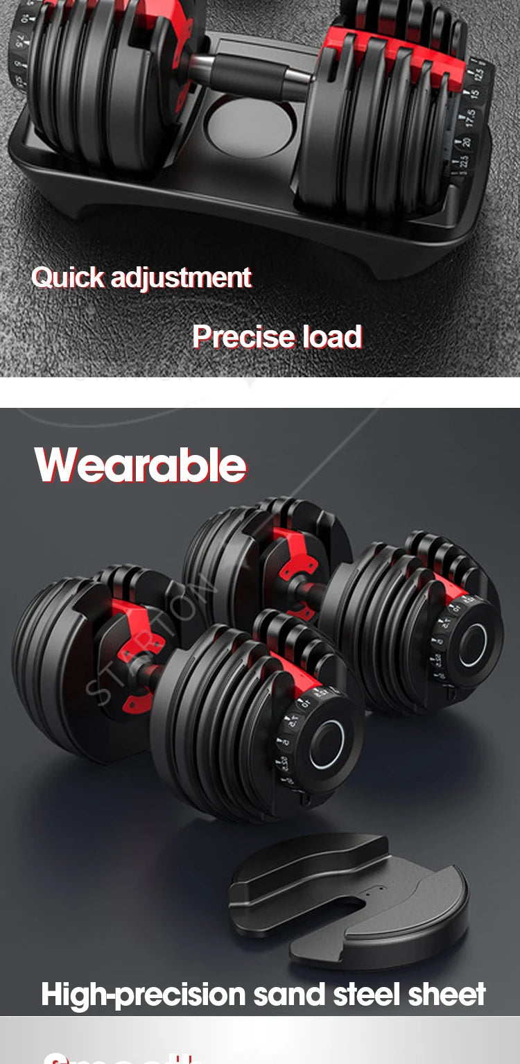 Home Gym Commercial Weightlifting Exercise Equipment Customizable Commercial Rack 24kg 40kg Adjustable Dumbbells Set