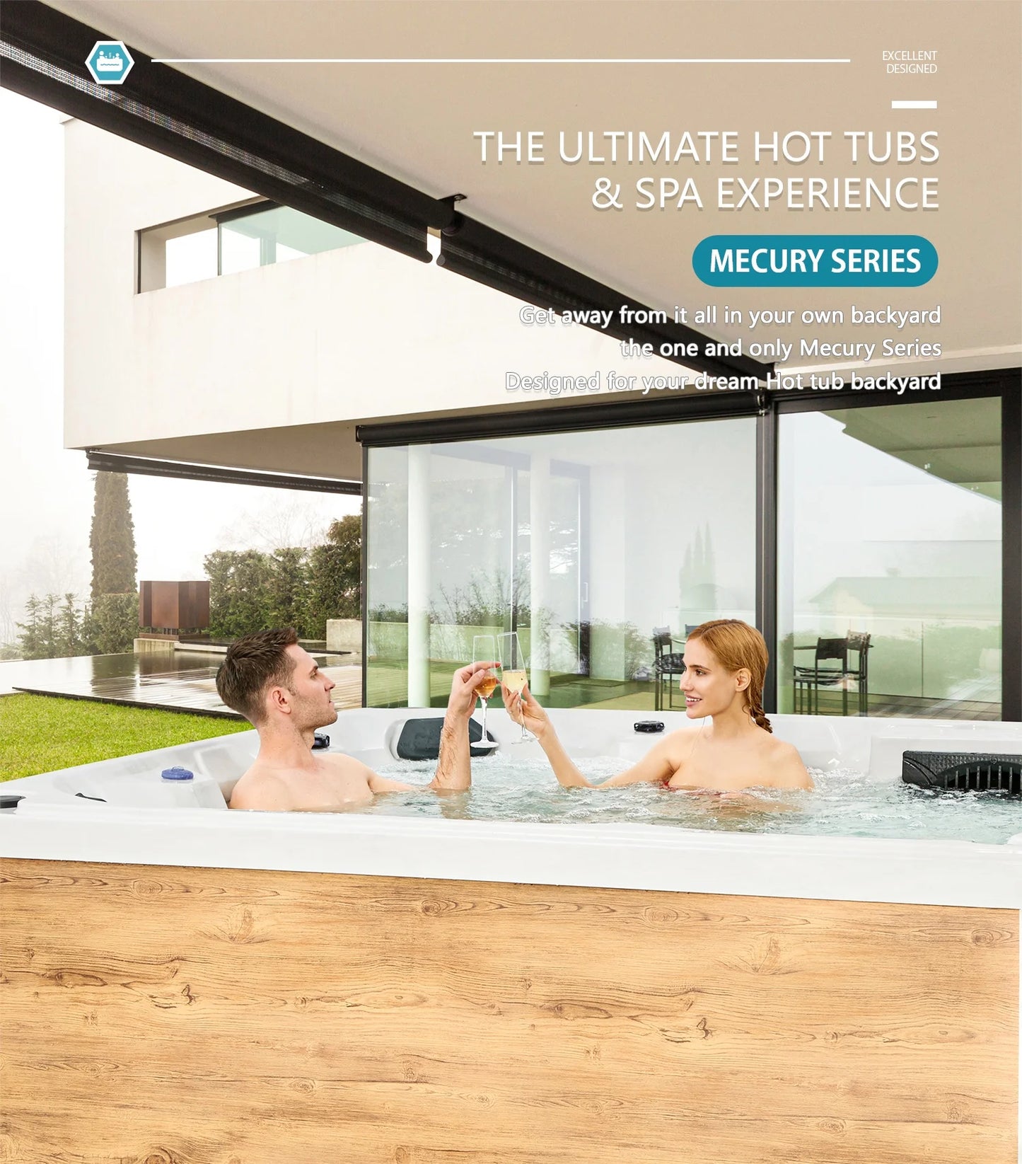 5 Personen Hydrotherapie Badewanne Whirlpool Massage Außenwhirlpool