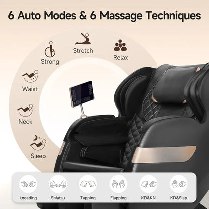 Ganzkörpermassage-Sessel mit Dual-Core S-Track, Shiatsu-Massagesessel mit Schwerelosigkeit und APP- und LCD-Steuerung