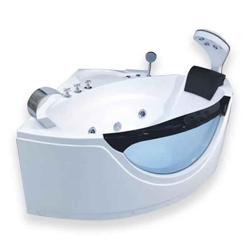 YIDA Badewanne Massage-Badewanne Whirlpool freistehend Luftsprudel-Massage-Jets Whirlpool heiß Acryl-Badewanne mit Badewannenkissen