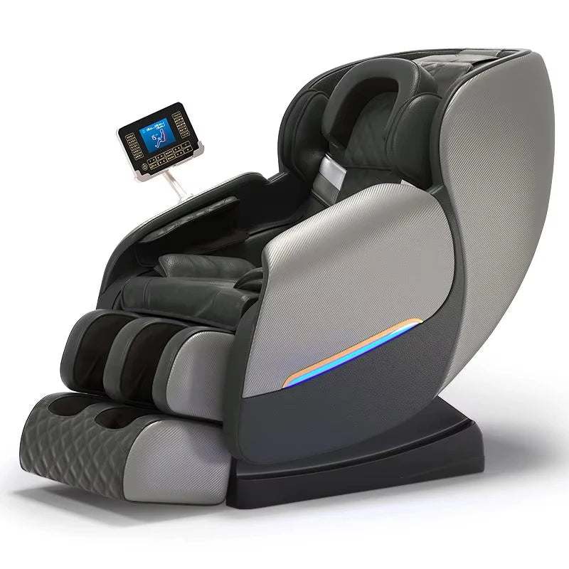 Luxuriöser Ganzkörper-Schwerelosigkeit-Massagesessel, PU-Leder, verstellbare Fußmassage, Kopfmassage, Sitz für Nacken, Taille, Bein, moderne Freizeit