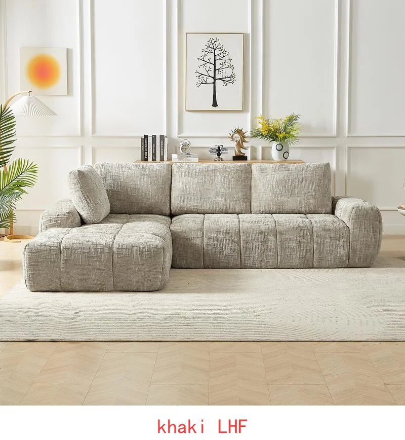 L-förmiges Luxus-Ecksofa aus Kunstfell, minimalistisches Design, bequeme Schlafcouch für Wohnzimmer, Apartments und Empfangsbereiche, Nein