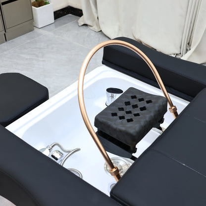 XinSheng Elektrisch höhenverstellbares Shampoo-Bett Massageliege All-in-One Salon-SPA-Massageliege mit Haarwaschbecken und Fußbad