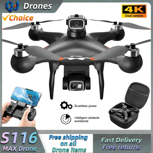 S116 MAX 8K Dual Camera Drone with 360° Obstacle Avoidance – Professional Brushless FPV RC Quadcopter with Optical Flow