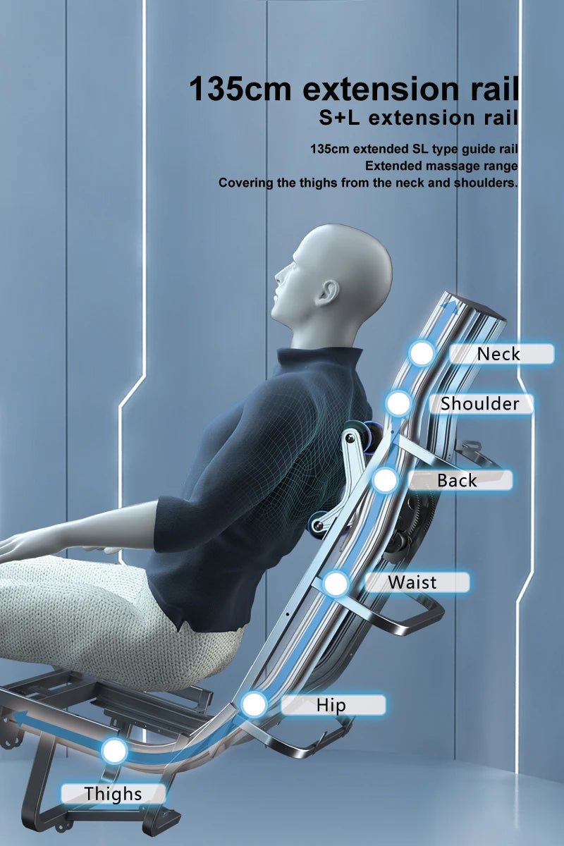 USA Lokale Lieferung 135cmSL Shiatsu 4D Heizung Airbag Zero Gravity Ganzkörpermassagestuhl Home Office Stuhl