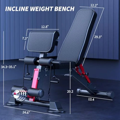Adjustable Weight Bench for Home Gym: Portable Strength Training Equipment with Free Installation Design Ideal for Versatile Ex