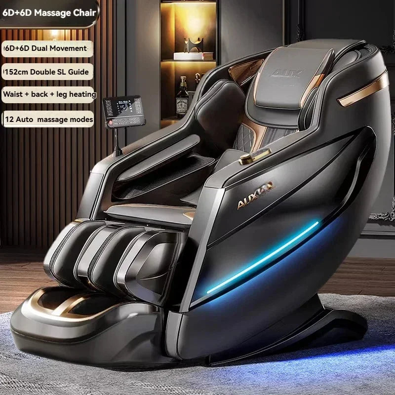 Dual-Core 6D+6D Massagesessel Ganzkörper-Schwerelosigkeits-Massagesessel mit Heizung Tiefenentspannungs-Massagesessel