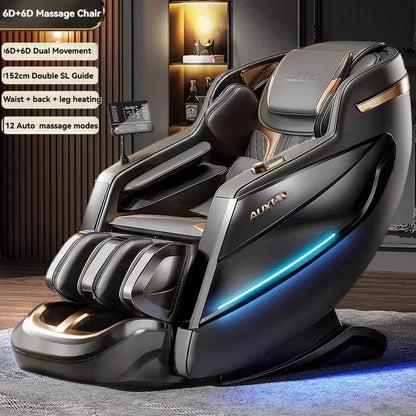 Dual-Core 6D+6D Massagesessel Ganzkörper-Schwerelosigkeits-Massagesessel mit Heizung Tiefenentspannungs-Massagesessel