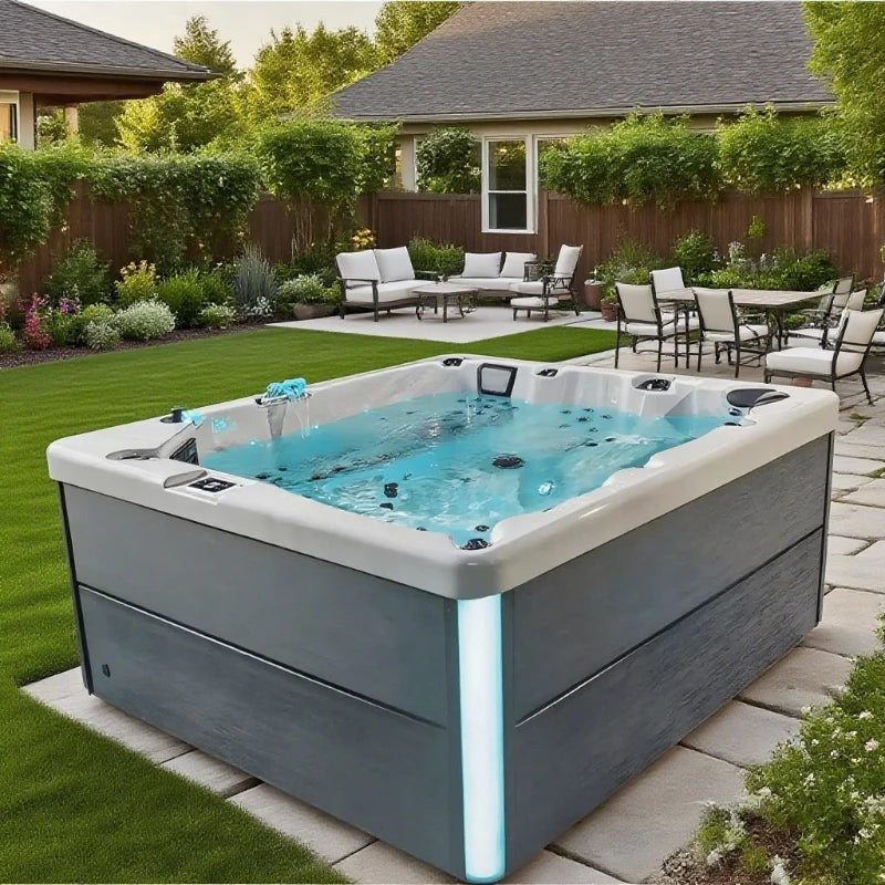 Smart Whirlpool Jacuzzi Spa-Wanne Tragbare Innen- und Außen-Badewanne mit Surfmassage Außen-Massagebadewanne Luft-Wasserdüse Möbel