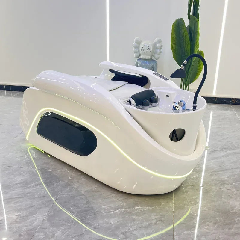 ss D Automatic Intelligent Electric Massage Shampoo Bed Barber Shop Ceramic Basin Flush Bed Hair Salon