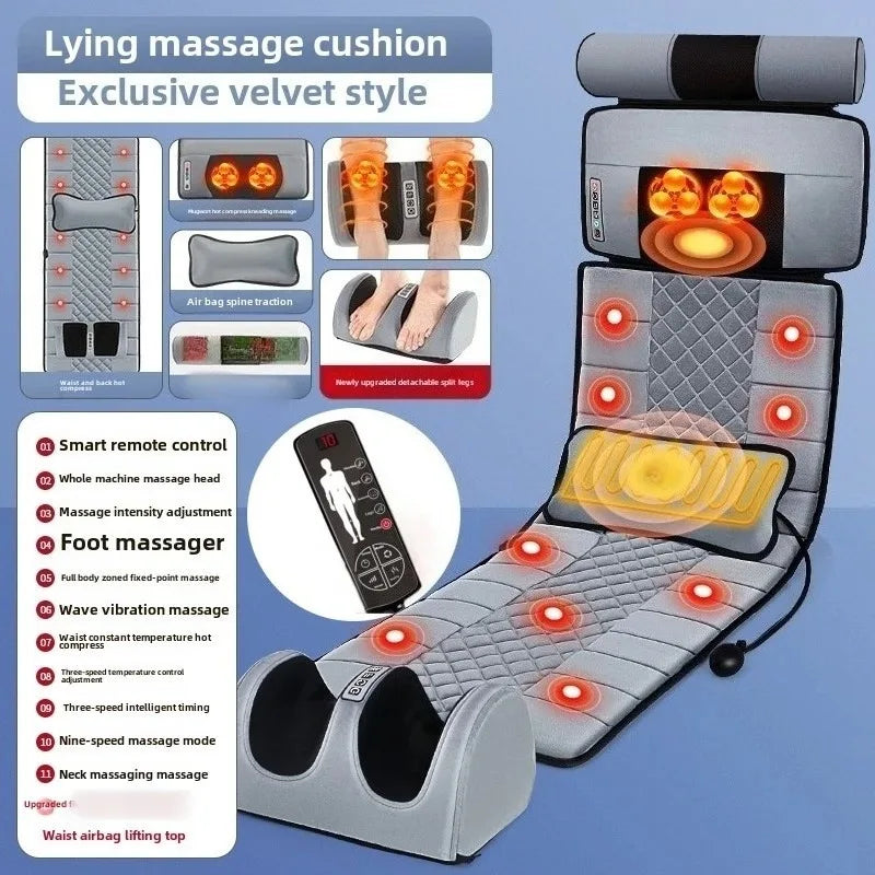 Ganzkörpermassage-Matratze Wellenförmige Vibrationsentspannung mit Fingerdruck-Kissen Rücken-Fuß-Massage Manuelle Airbag 12V3A Adapter