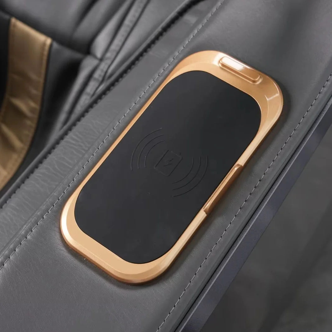 Massagesessel 4D mit Schwerelosigkeit Ganzkörper mit Sprachsteuerung, Rückenheizung, Bluetooth-Lautsprecher, Fuß-4D-Massagesessel