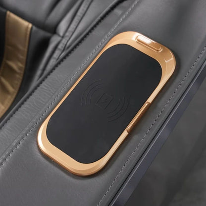 Massagesessel 4D mit Schwerelosigkeit Ganzkörper mit Sprachsteuerung, Rückenheizung, Bluetooth-Lautsprecher, Fuß-4D-Massagesessel
