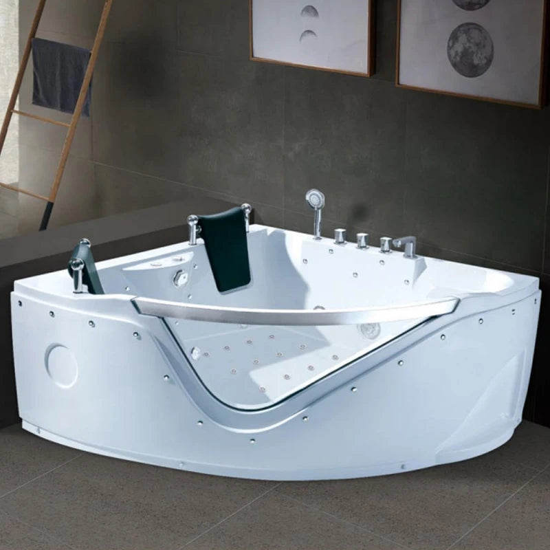 YIDA Badewanne Massage-Badewanne Whirlpool freistehend Luftsprudel-Massage-Jets Whirlpool heiß Acryl-Badewanne mit Badewannenkissen