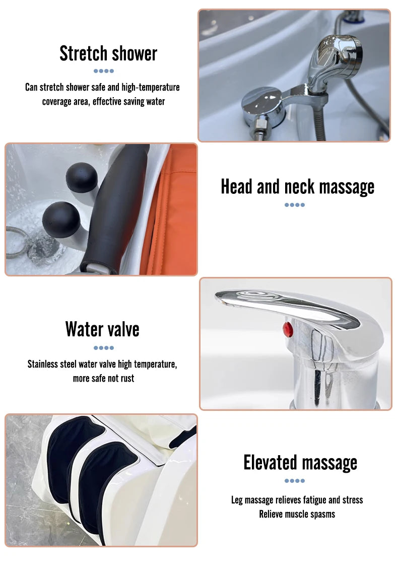 Head Spa Bed Massage Therapy Plumbing Japanese with Water tank Hair Shampoo Washing Electric Luxury Head Spa Bed