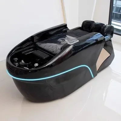 ss D Automatic Intelligent Electric Massage Shampoo Bed Barber Shop Ceramic Basin Flush Bed Hair Salon