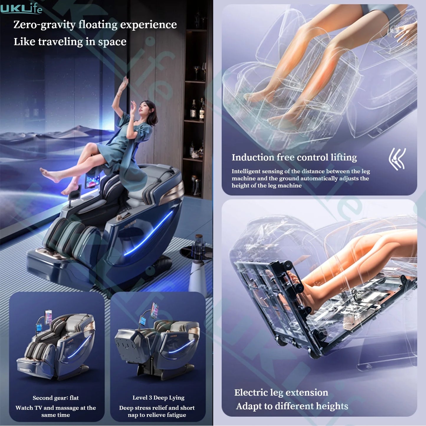 Dual Core 6D Massagesessel mit SL-Schiene, Heizschal, Thai-Stretch & KI-Sprachsteuerung – Ganzkörper-Schwerelosigkeitsliege