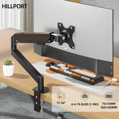 M5 Gas Spring Monitor Arm – Full Motion Desk Mount for LCD/LED Screens, Adjustable Stand Bracket