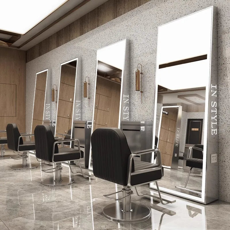 Barber shop mirror hair salon special hair salon mirror table single and double sided perm and dyeing trendy  with lamp floor
