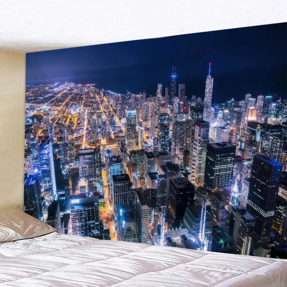 New York City Night View Tapestry – Boho Wall Hanging &amp; Home Decor