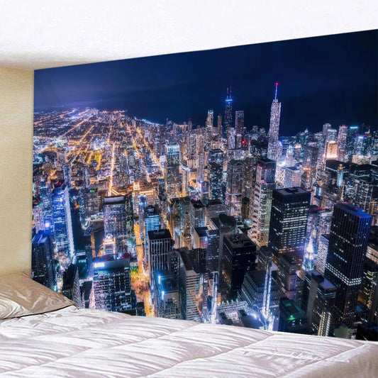 New York City Night View Tapestry – Boho Wall Hanging &amp; Home Decor