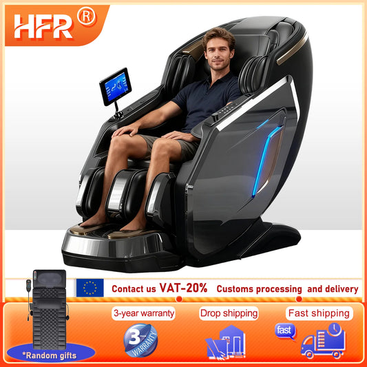 Ergonomischer Zero-Gravity-Massagesessel, Shiatsu-Technologie, Ganzkörper-Airbags, Fußrollen, Wadenkneten, Bluetooth, Wohnkomfort