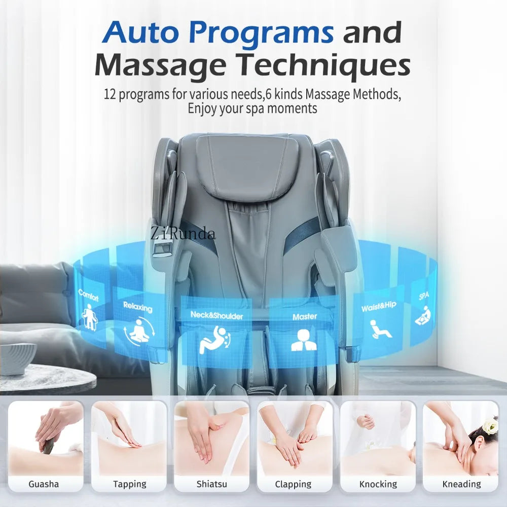 New Update GR8686 Massage Chairs with AI Voice, App Control SL Track Zero Gravity Full Body Massage Recliner Gray