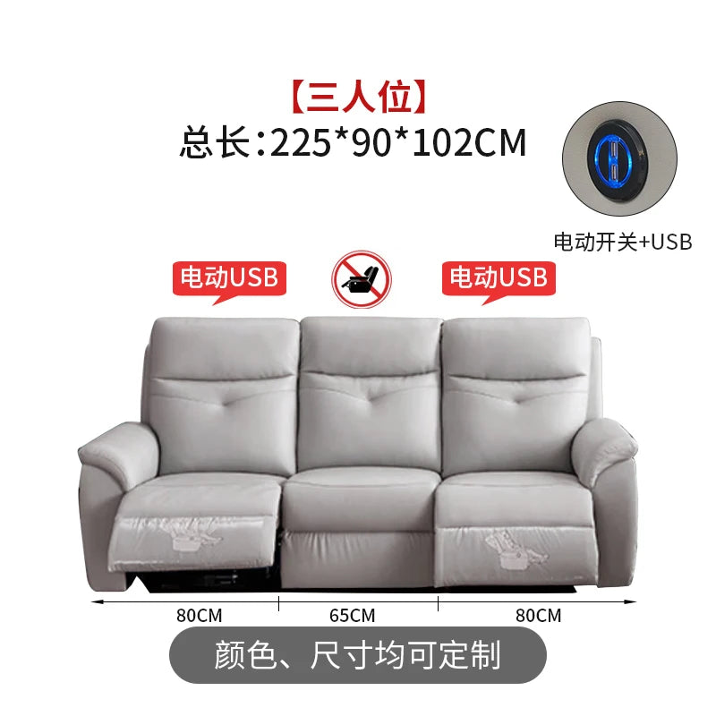 Komfortabler elektrischer Relaxsofa-Schnittsofa aus Leder, echtes einziehbares kombiniertes Schlafsofa, umwandelbares Divano Letto Möbel