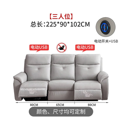 Komfortabler elektrischer Relaxsofa-Schnittsofa aus Leder, echtes einziehbares kombiniertes Schlafsofa, umwandelbares Divano Letto Möbel