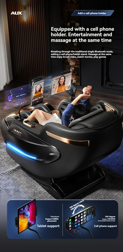 Dual-Core 6D+6D Massagesessel Ganzkörper-Schwerelosigkeits-Massagesessel mit Heizung Tiefenentspannungs-Massagesessel