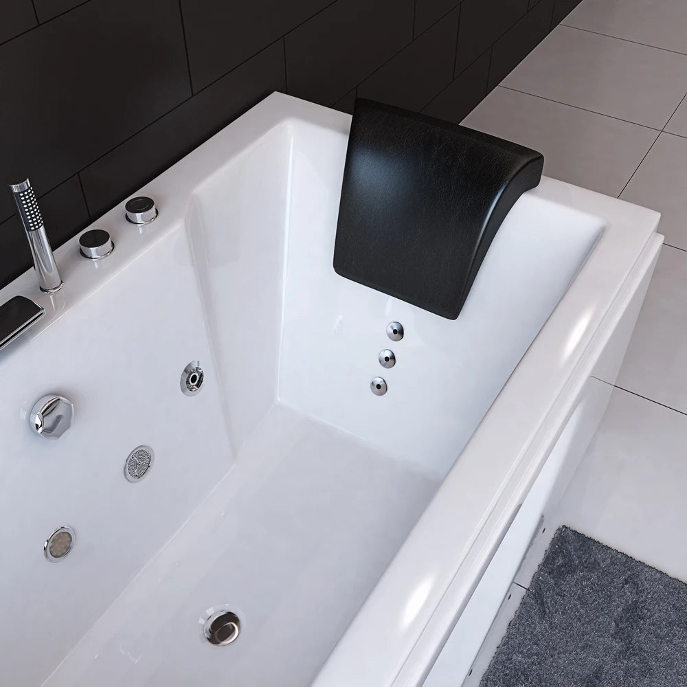 Modern White Acrylic Rectangle Shaped 2-Person Massage Whirlpool Spa Hot Tub Freestanding Drainer for Bathroom Shower Villas