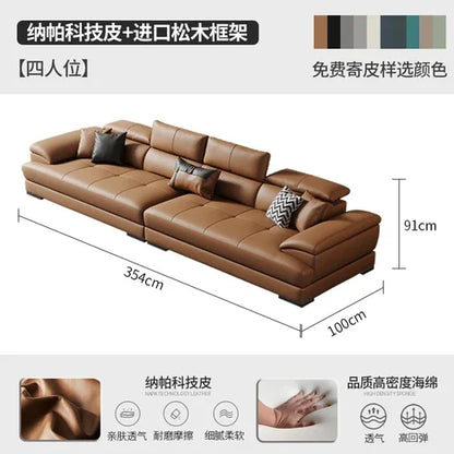 Europäisches Wohnzimmer-Sofa Echtleder-Ecksofa Modulares Luxus-Sofa Sala De Estar De Luxo Moderne Möbel