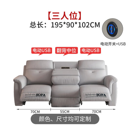 Komfortabler elektrischer Relaxsofa-Schnittsofa aus Leder, echtes einziehbares kombiniertes Schlafsofa, umwandelbares Divano Letto Möbel